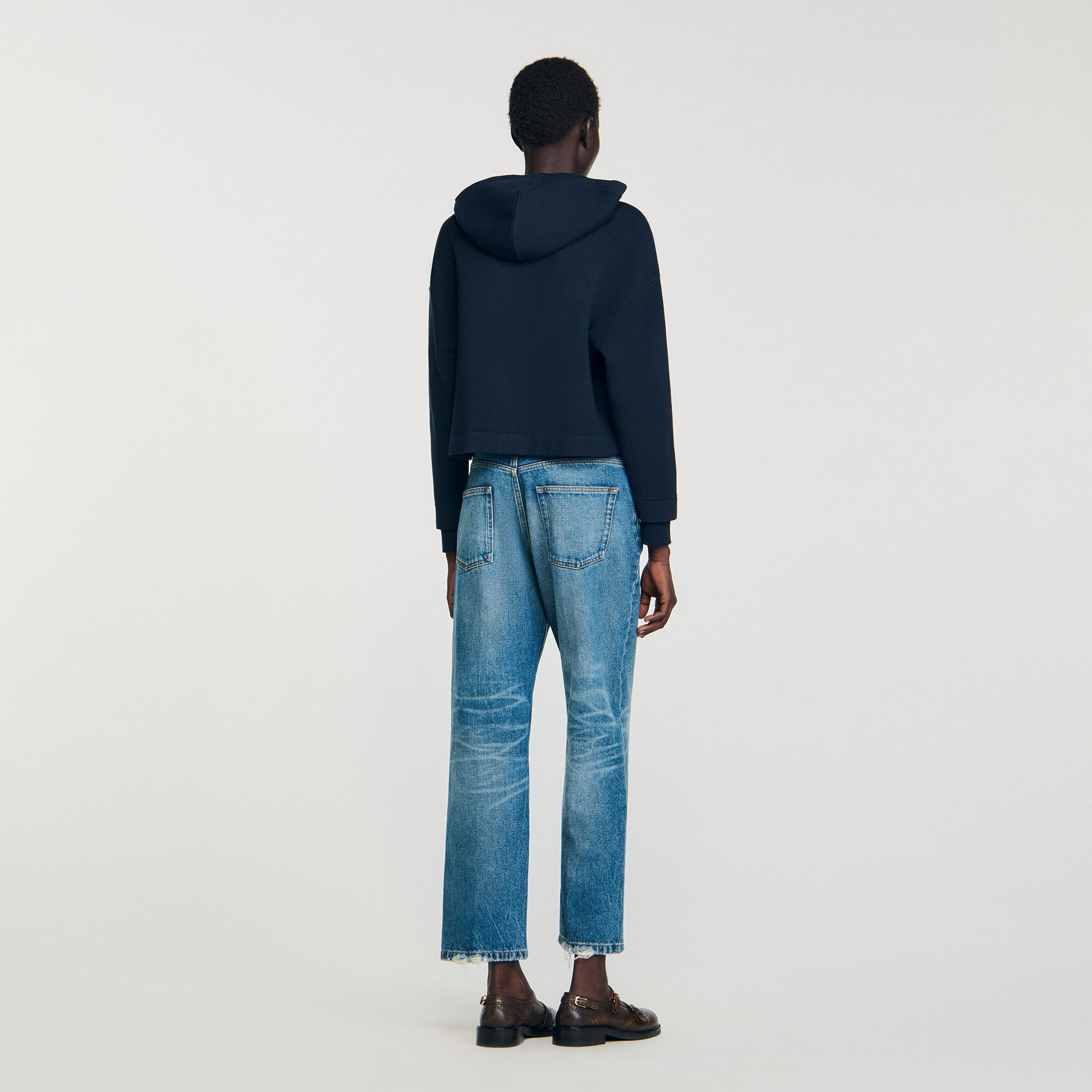 Sweatshirt aus Strick und Denim