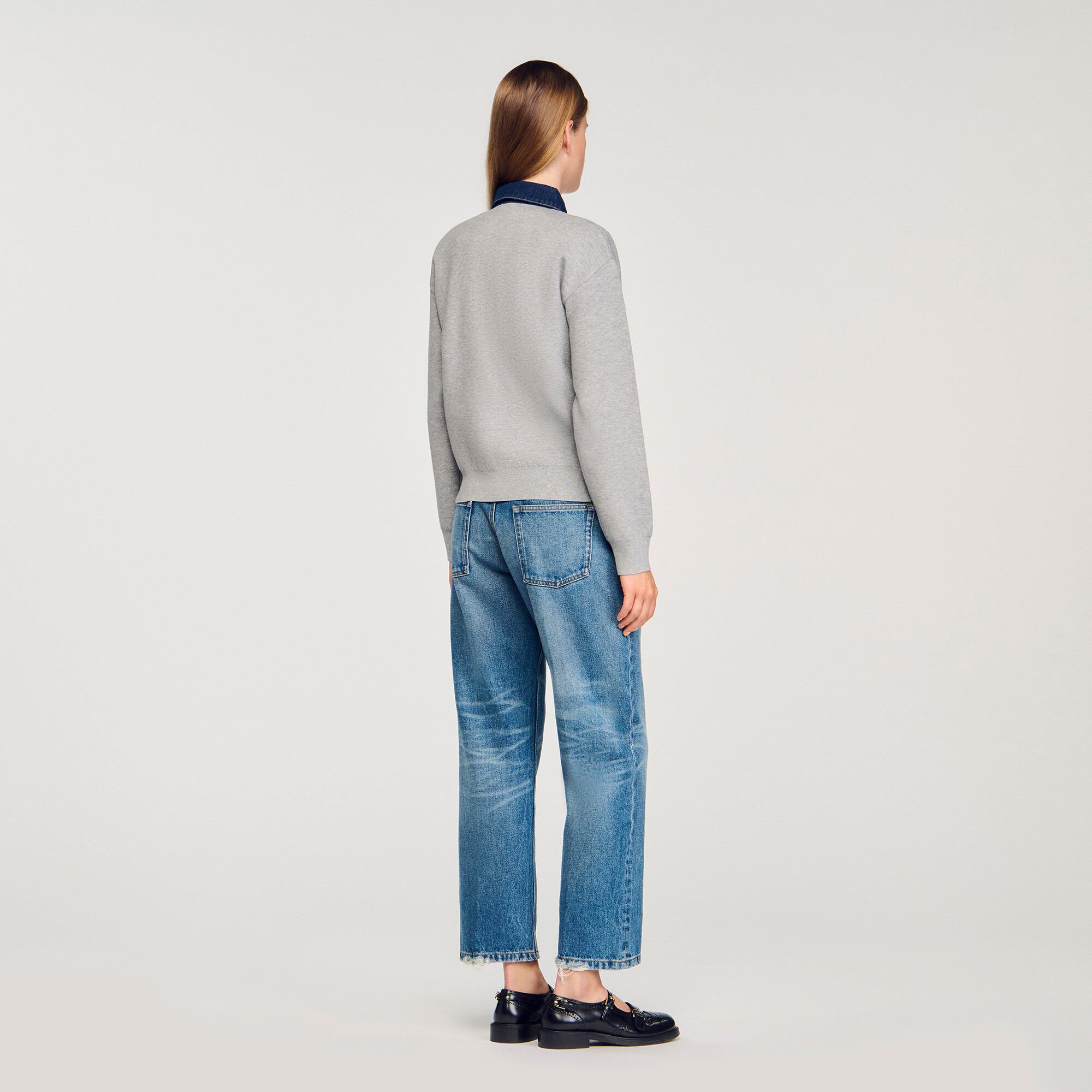 Pullover mit Kragen aus Jeansstoff