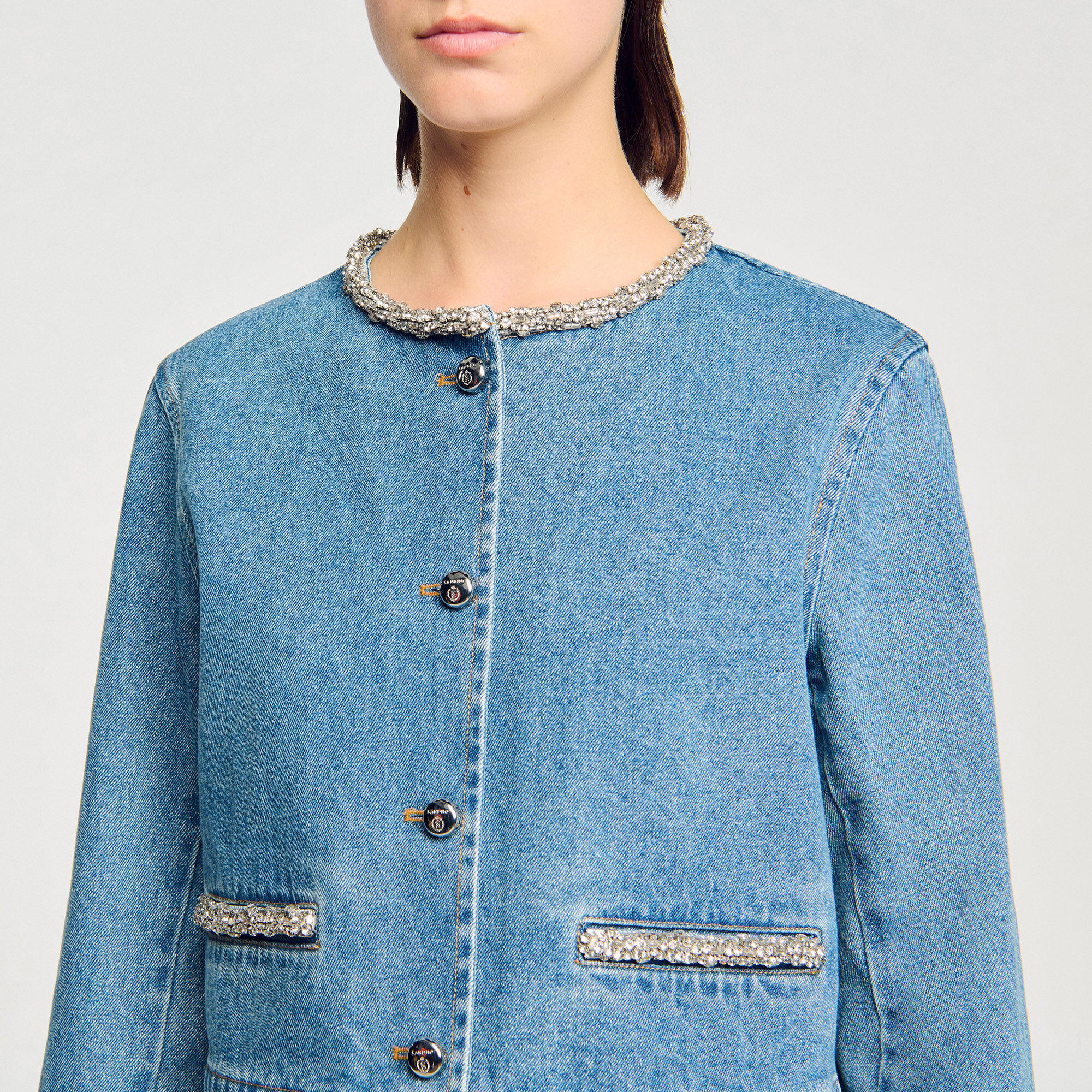Jeansjacke mit Strass