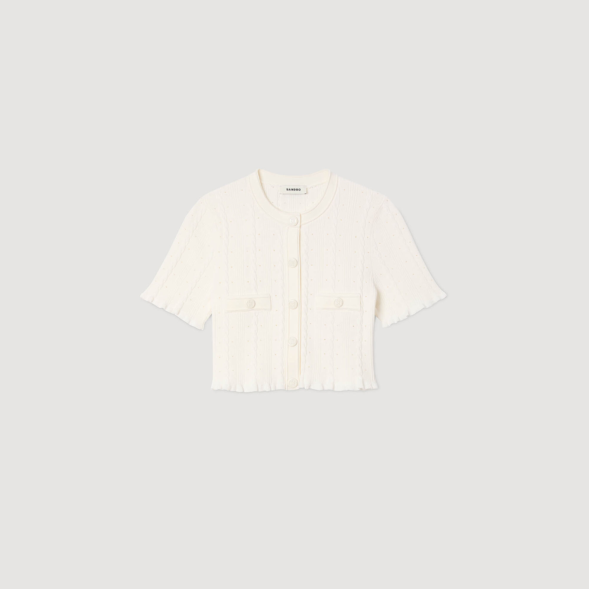 Kurzer Cardigan Pointelle-Strick