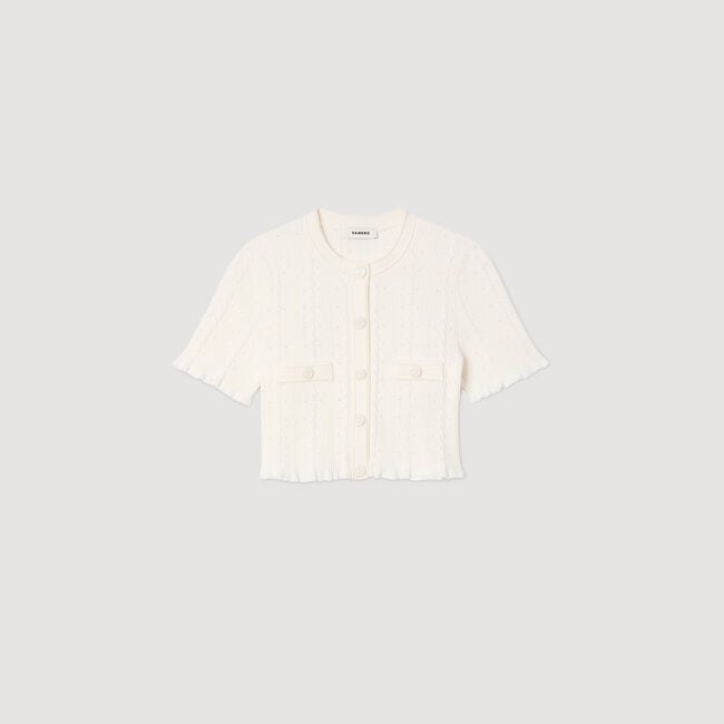 Kurzer Cardigan Pointelle-Strick