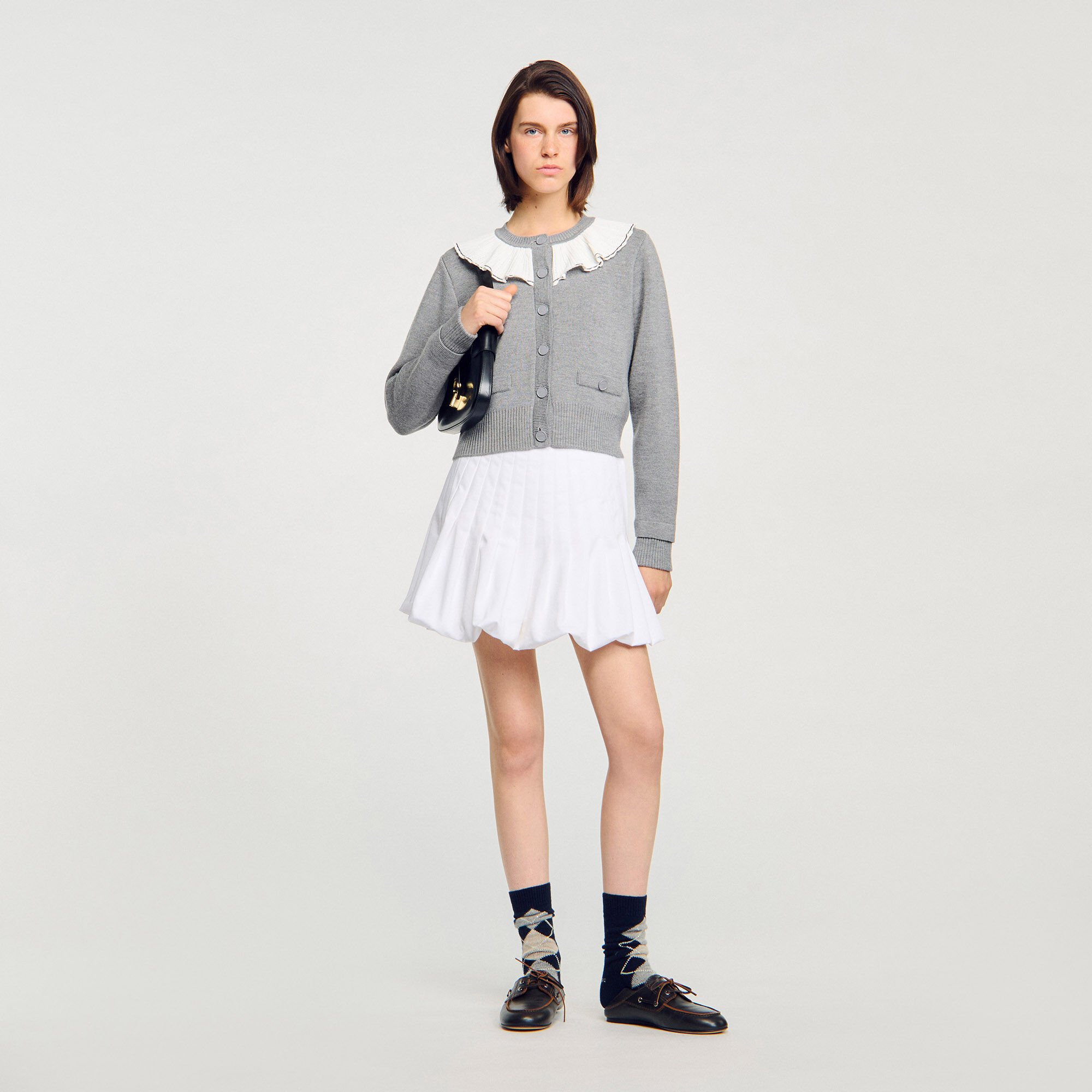Cardigan mit Kontrastkragen