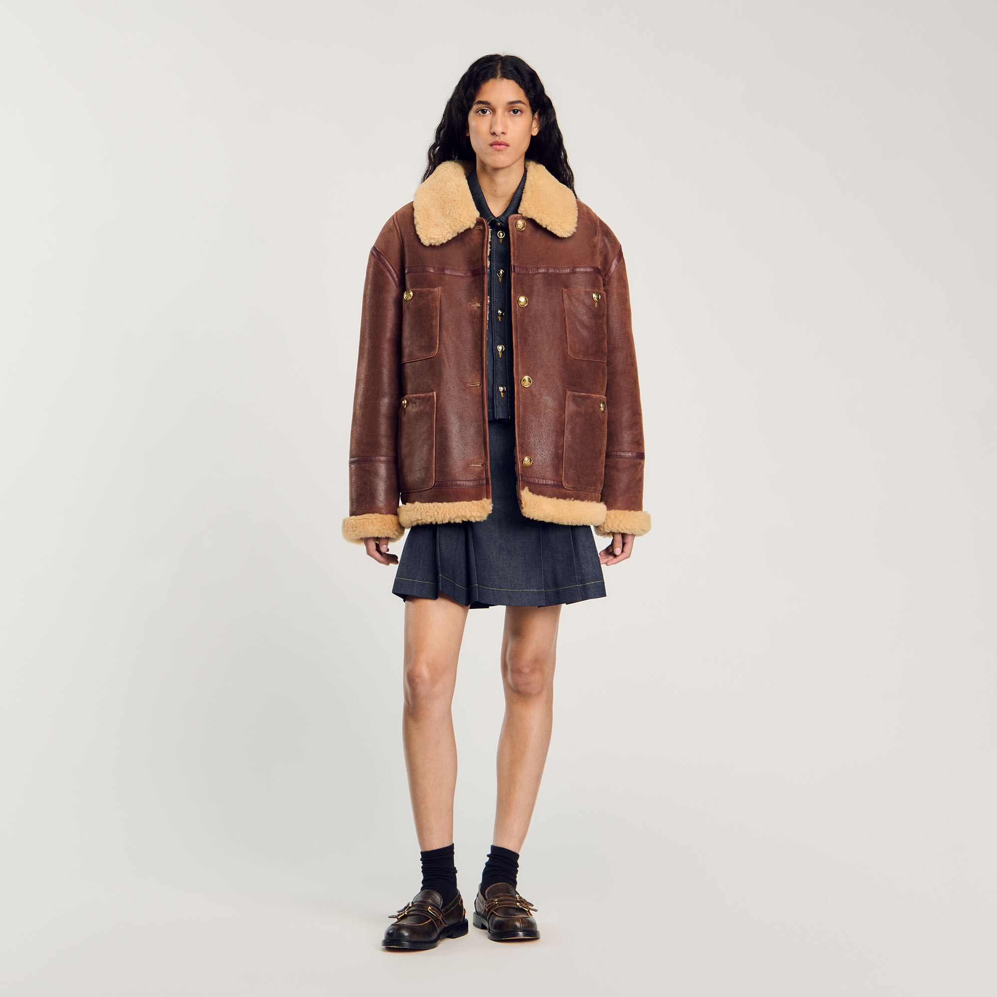 Sandro paris shearling jacket best sale