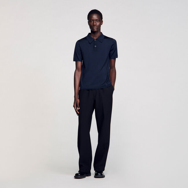 Strick-Poloshirt mit kurzen Ärmeln