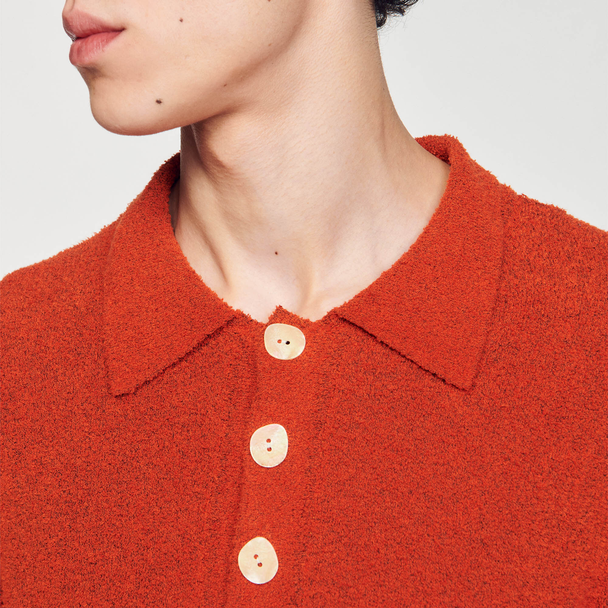 Poloshirt aus Strick in Bouclé-Optik