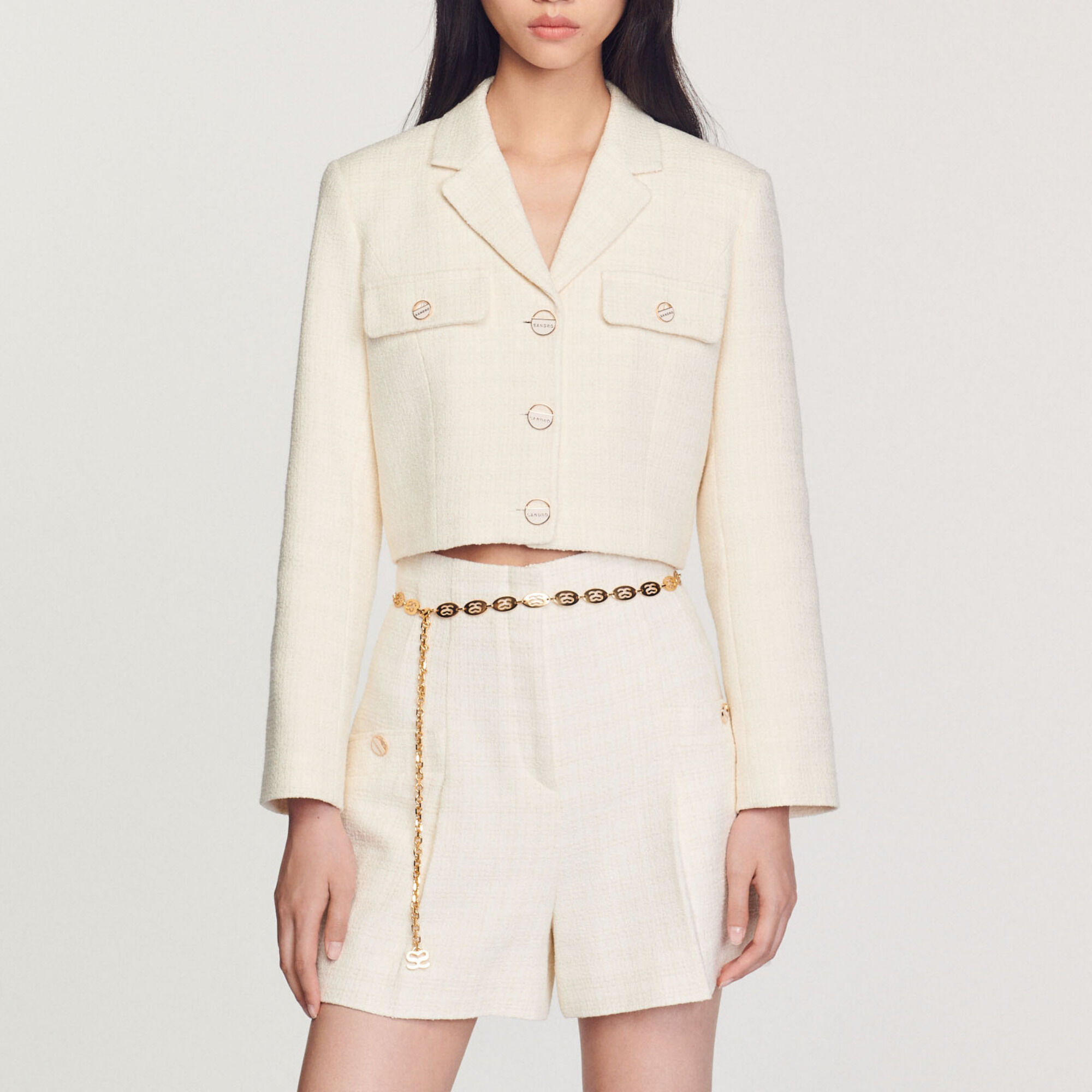 Shorts mit hohem Bund aus Tweed