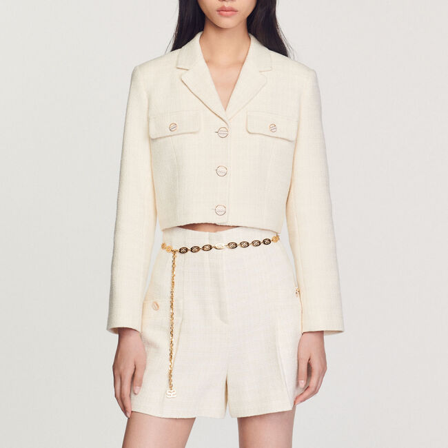 Shorts mit hohem Bund aus Tweed