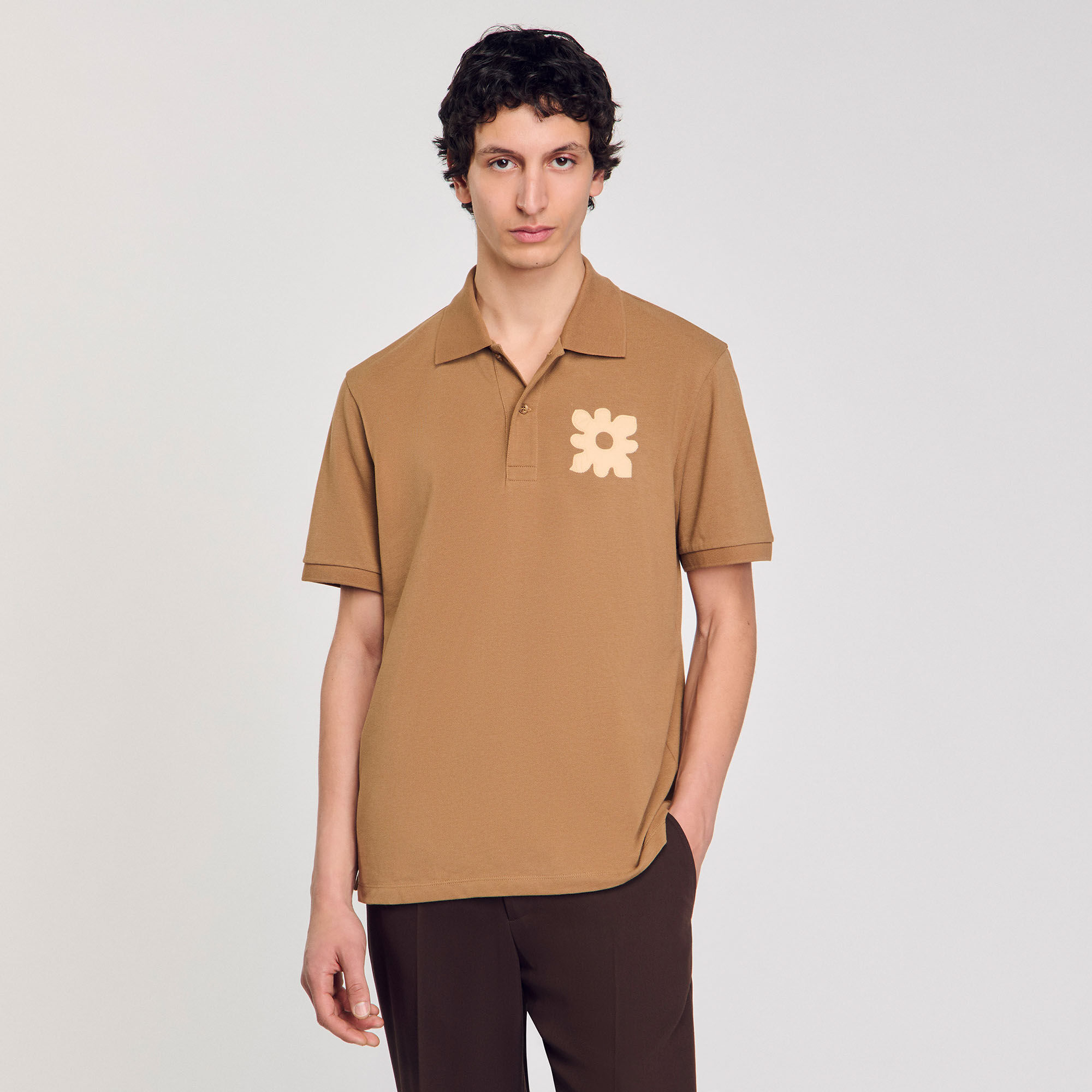 Polohemd mit Blumen-Patch