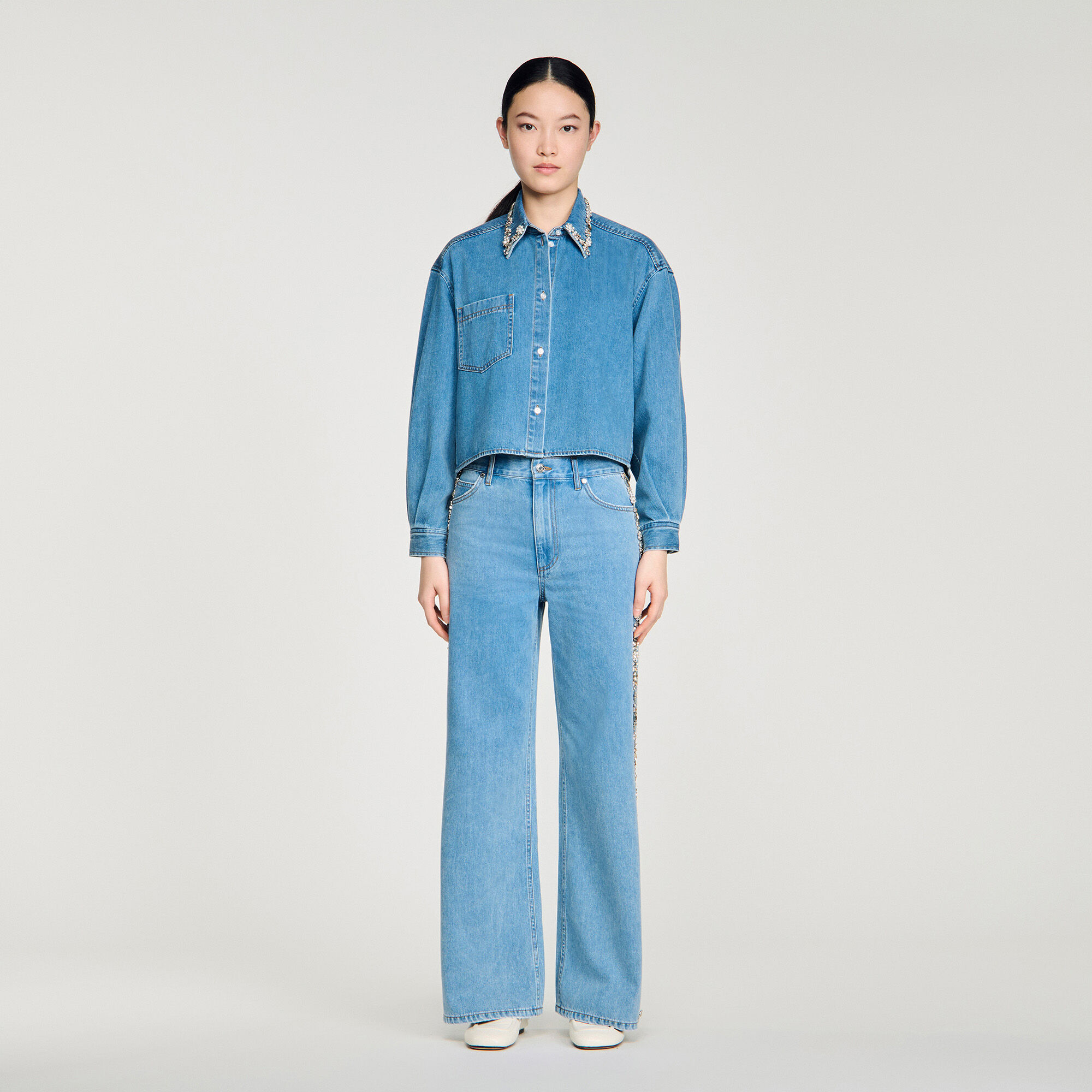 Jeanshemd mit Strass