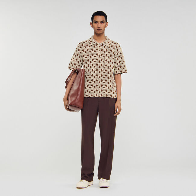 Cardiganhemd mit Seil-Jacquard