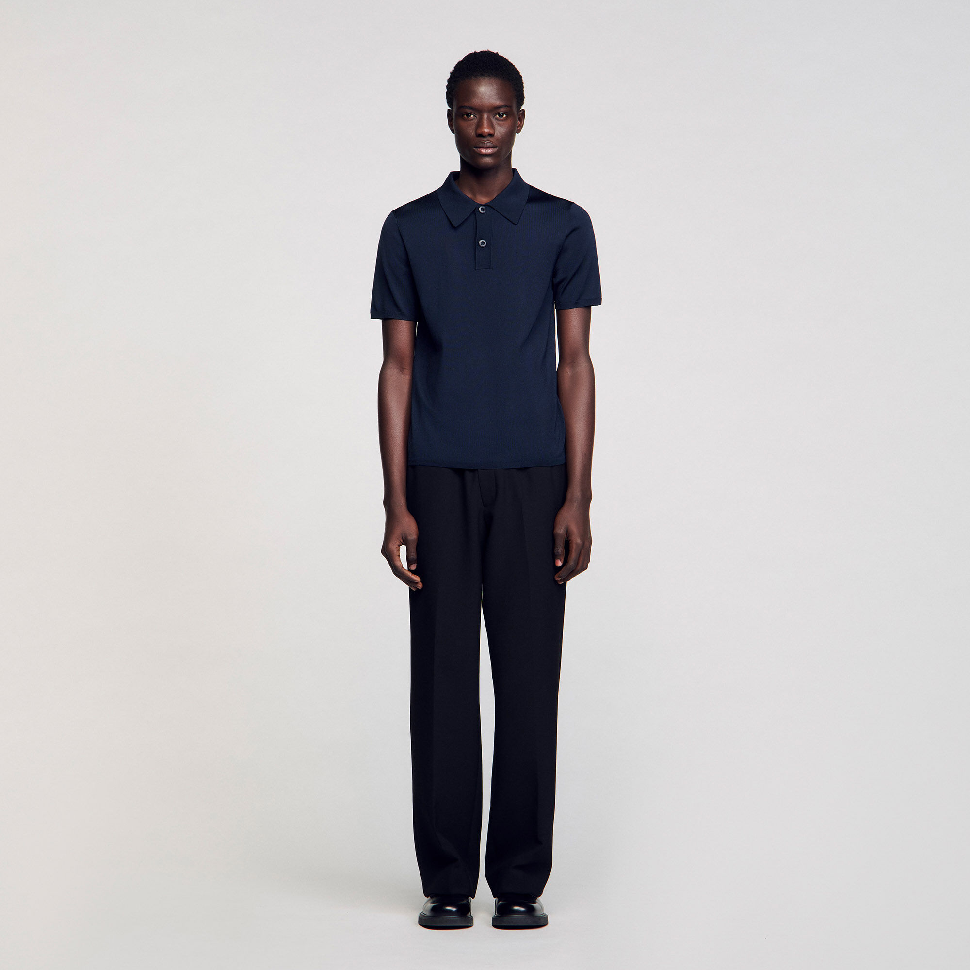 Strick-Poloshirt mit kurzen Ärmeln