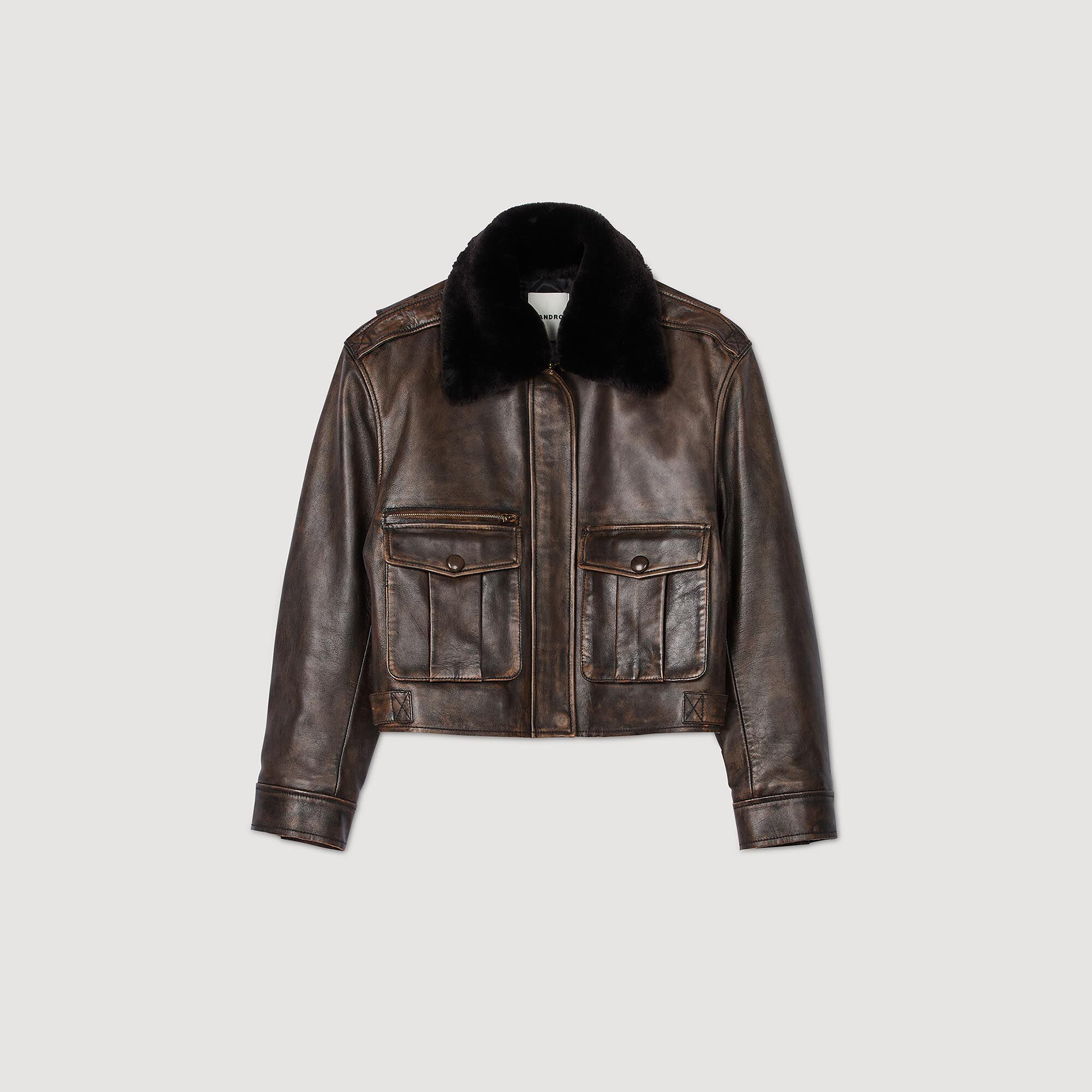Sandro leather jacket women sale