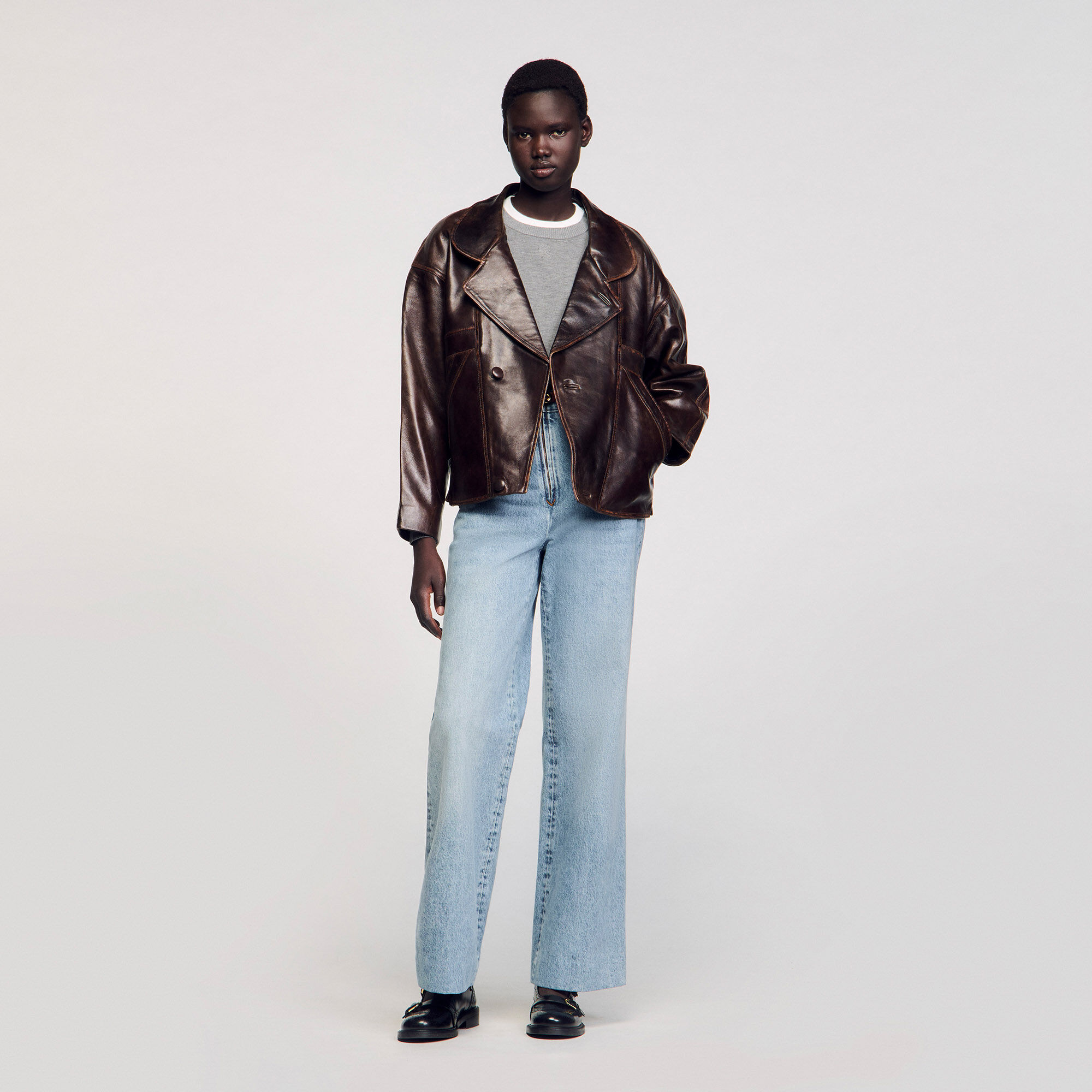 Oversize-Lederjacke