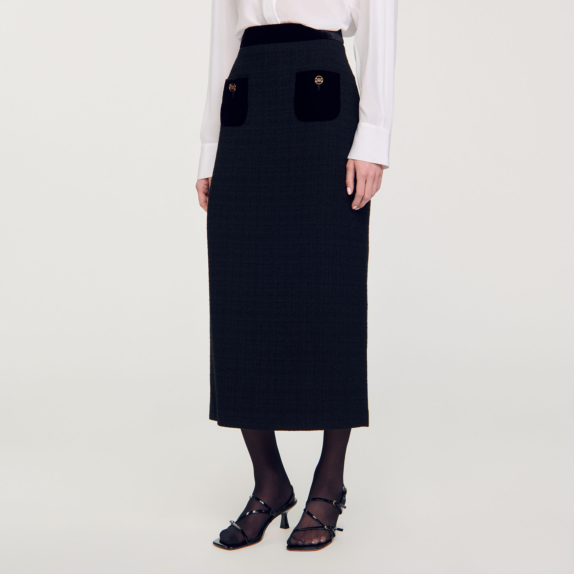 Langer Tweed- und Veloursrock
