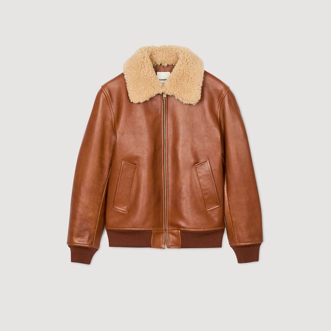 Lederjacke mit Fellkragen