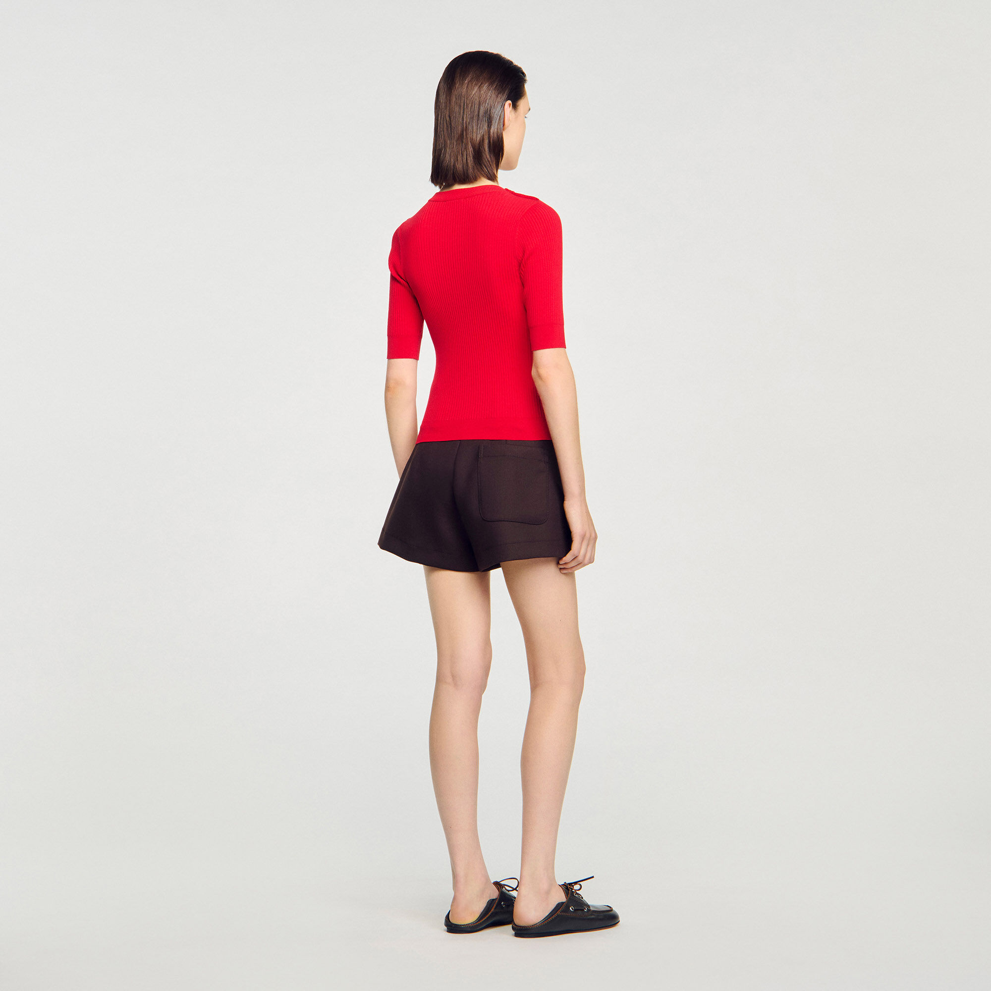 Kurzarmpullover aus Rippstrick