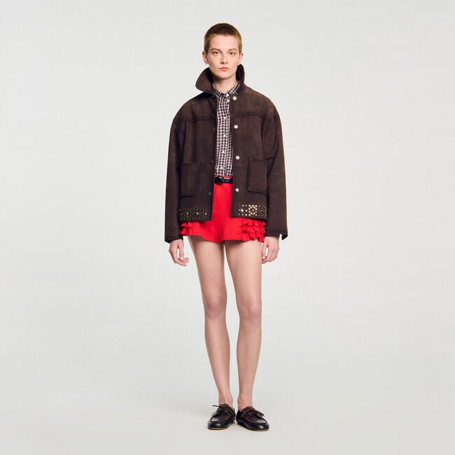 Velourslederjacke mit Nieten