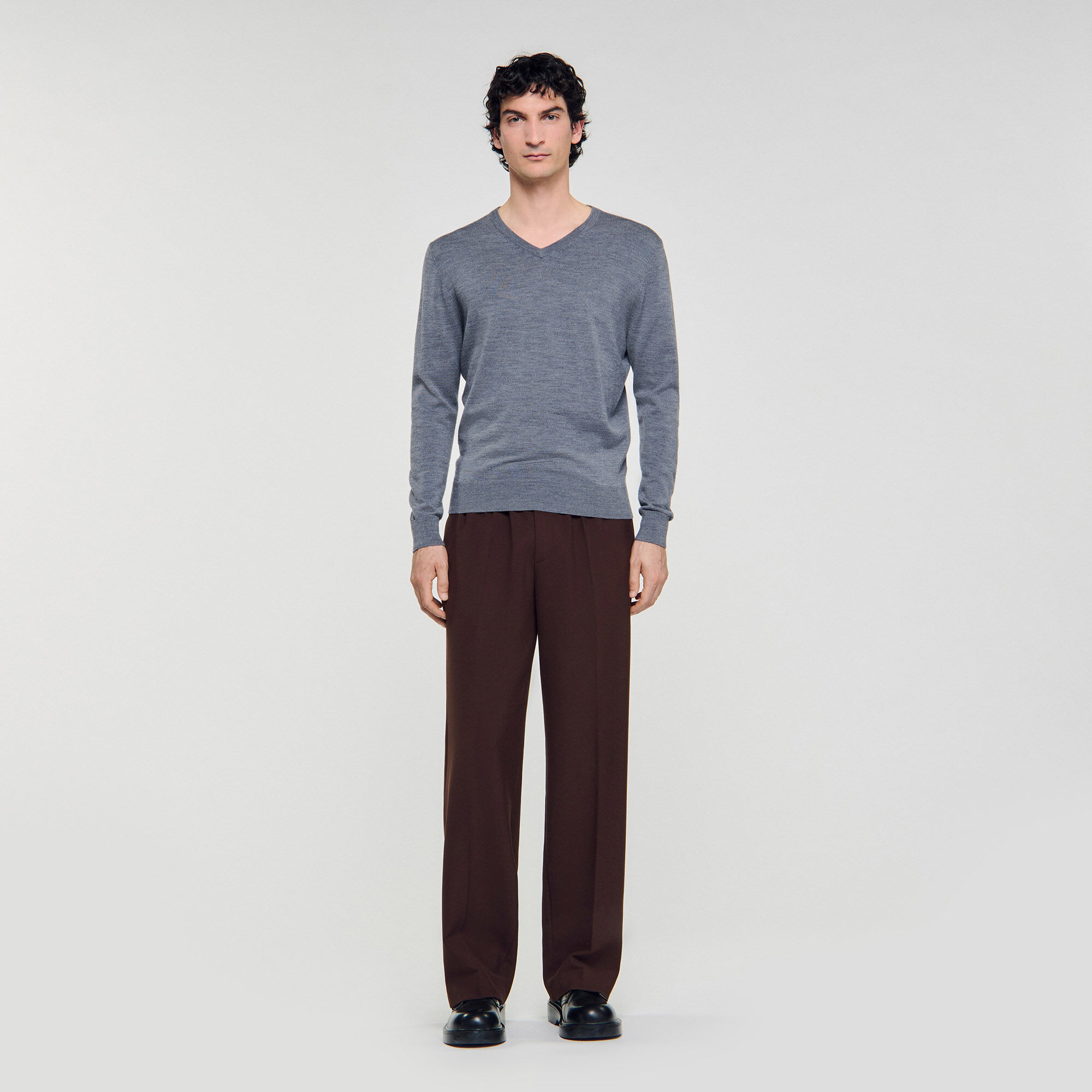 V-Ausschnittpullover aus Wolle
