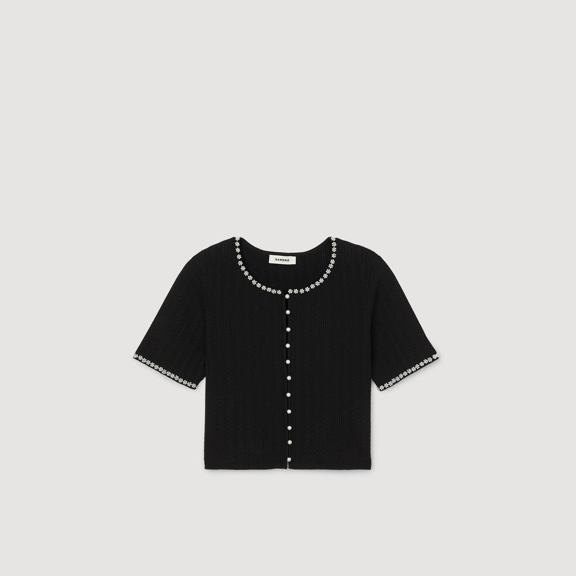 Kurzer Cardigan mit Perlen