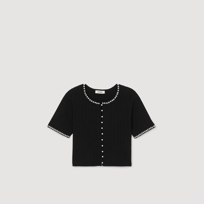 Kurzer Cardigan mit Perlen