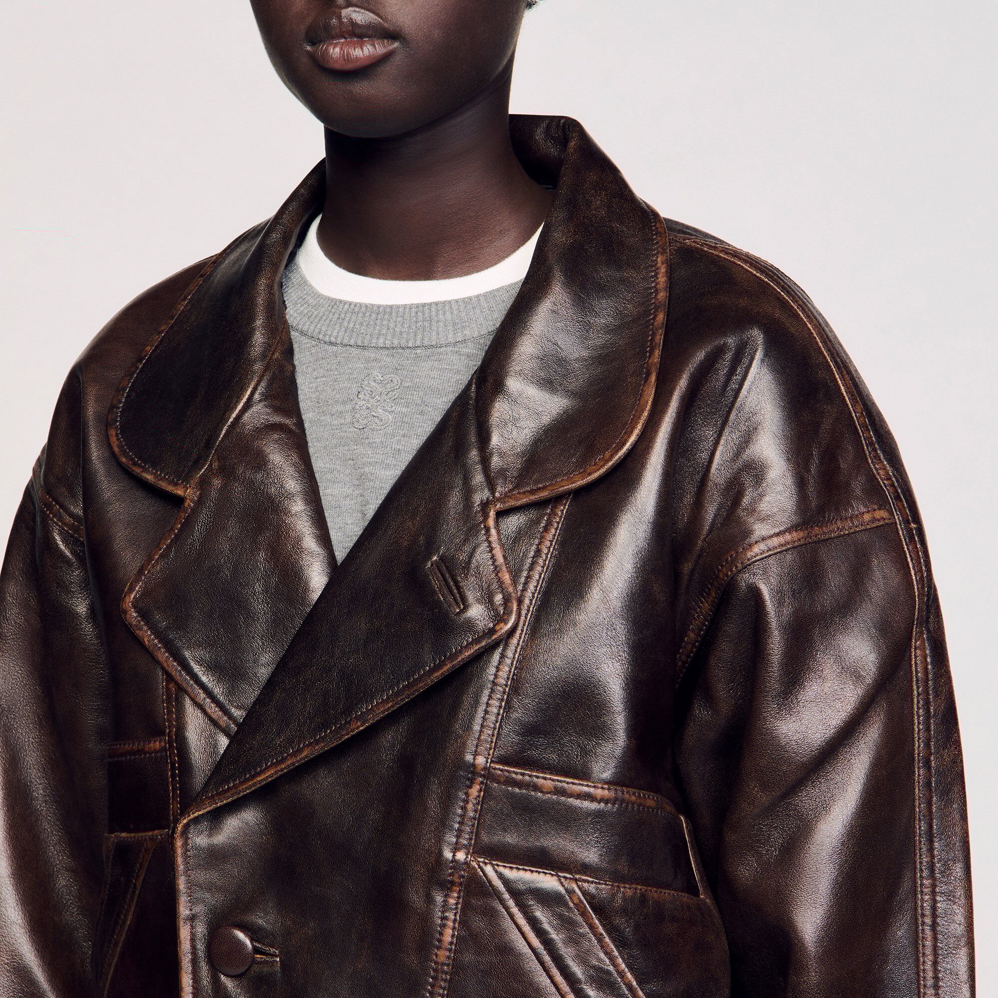 Oversize-Lederjacke