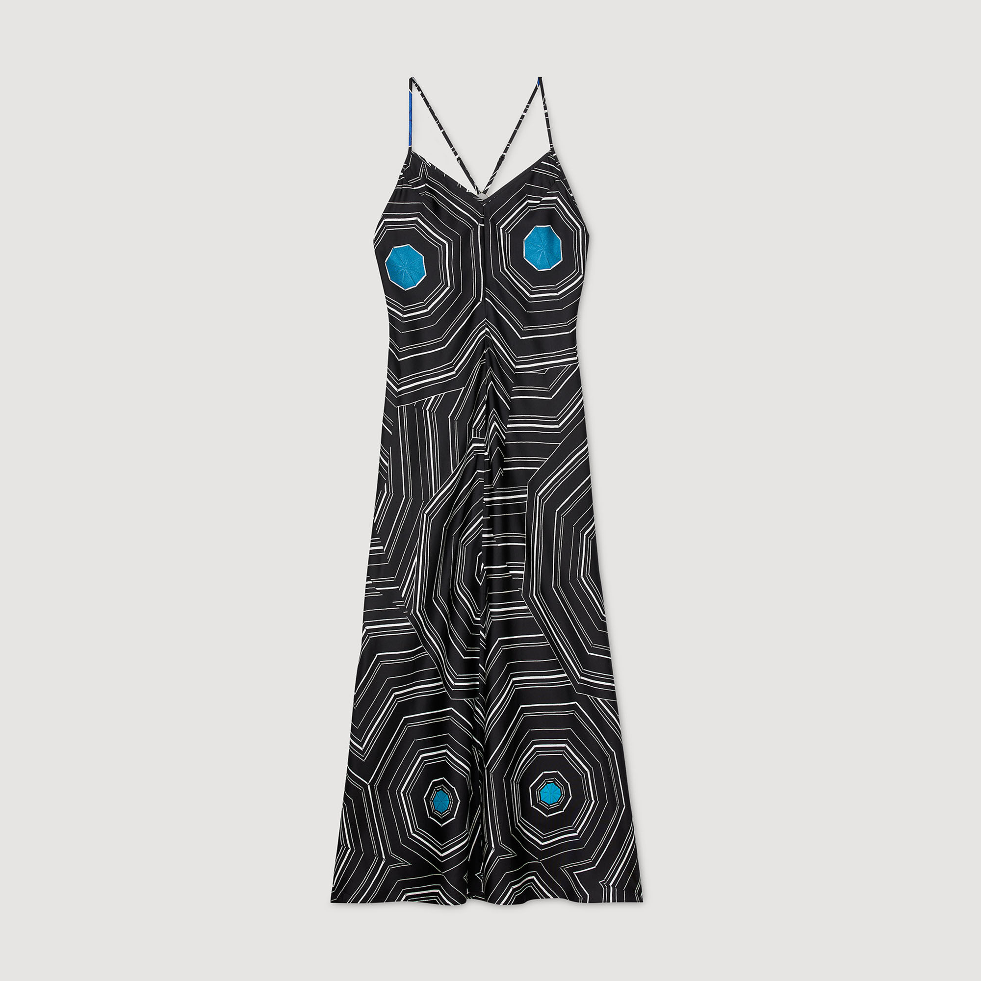 Langes bedrucktes Seidenkleid