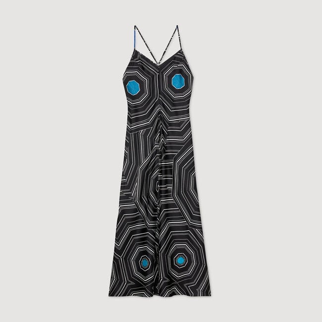 Langes bedrucktes Seidenkleid