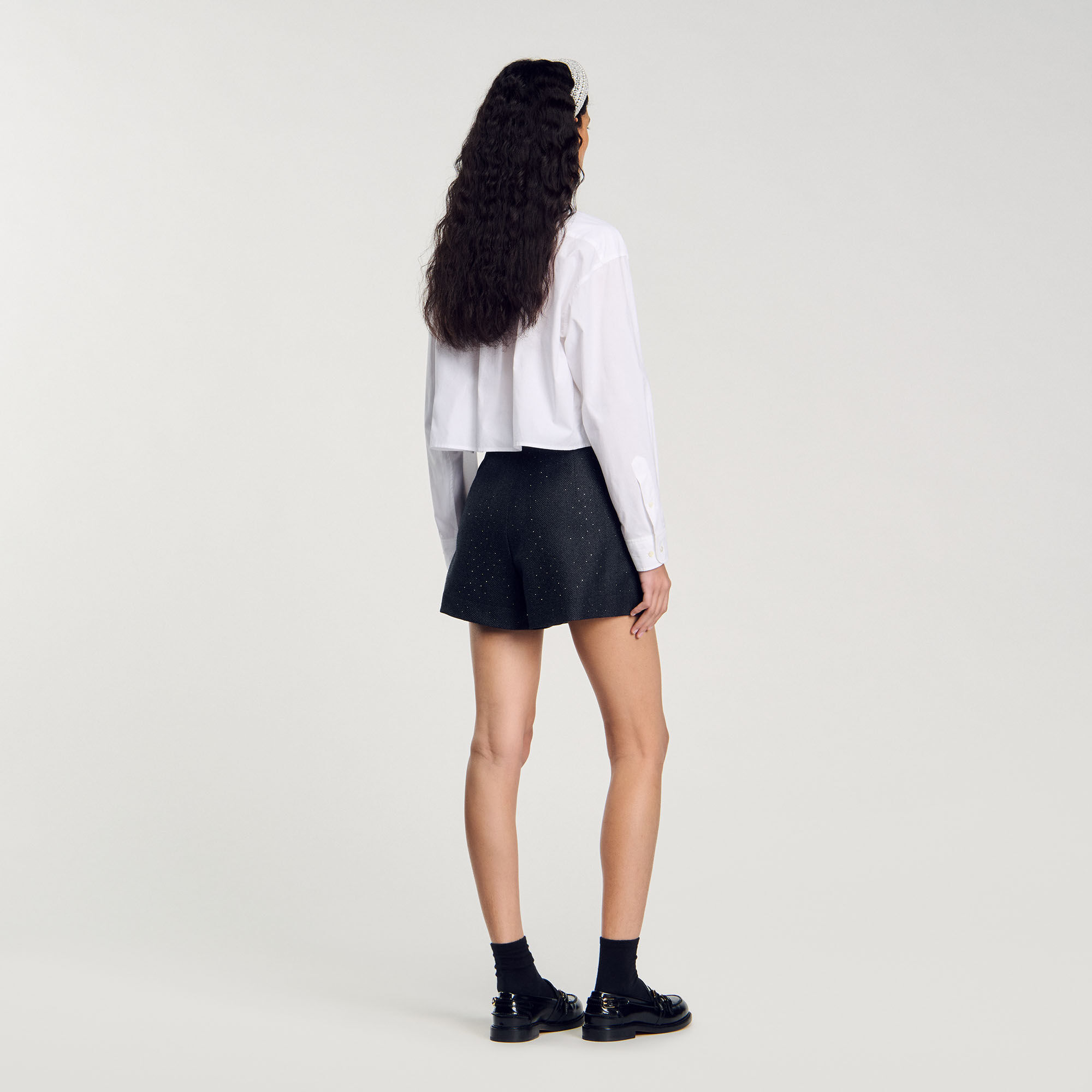 Shorts mit Fischgrätenmuster
