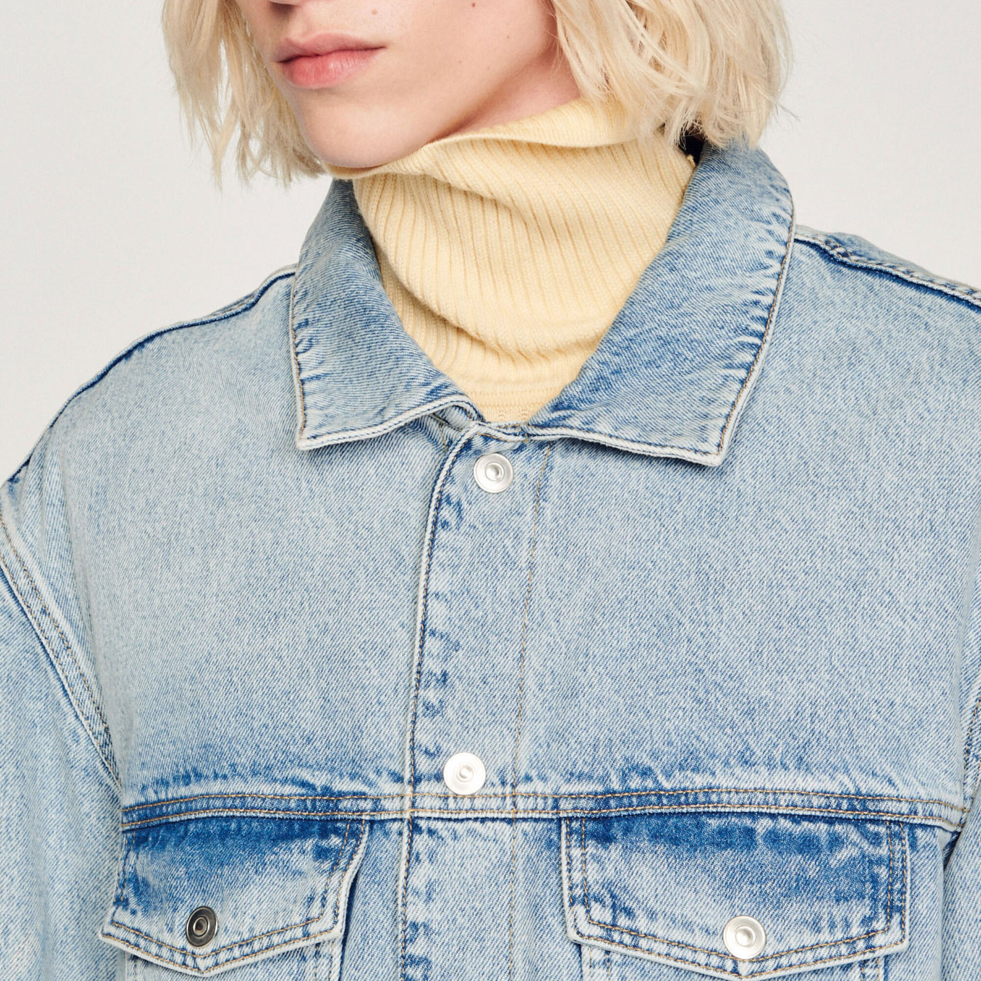 Denim-Blouson mit aus Molton