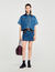 Kurzer Rock aus Denim und Leder
