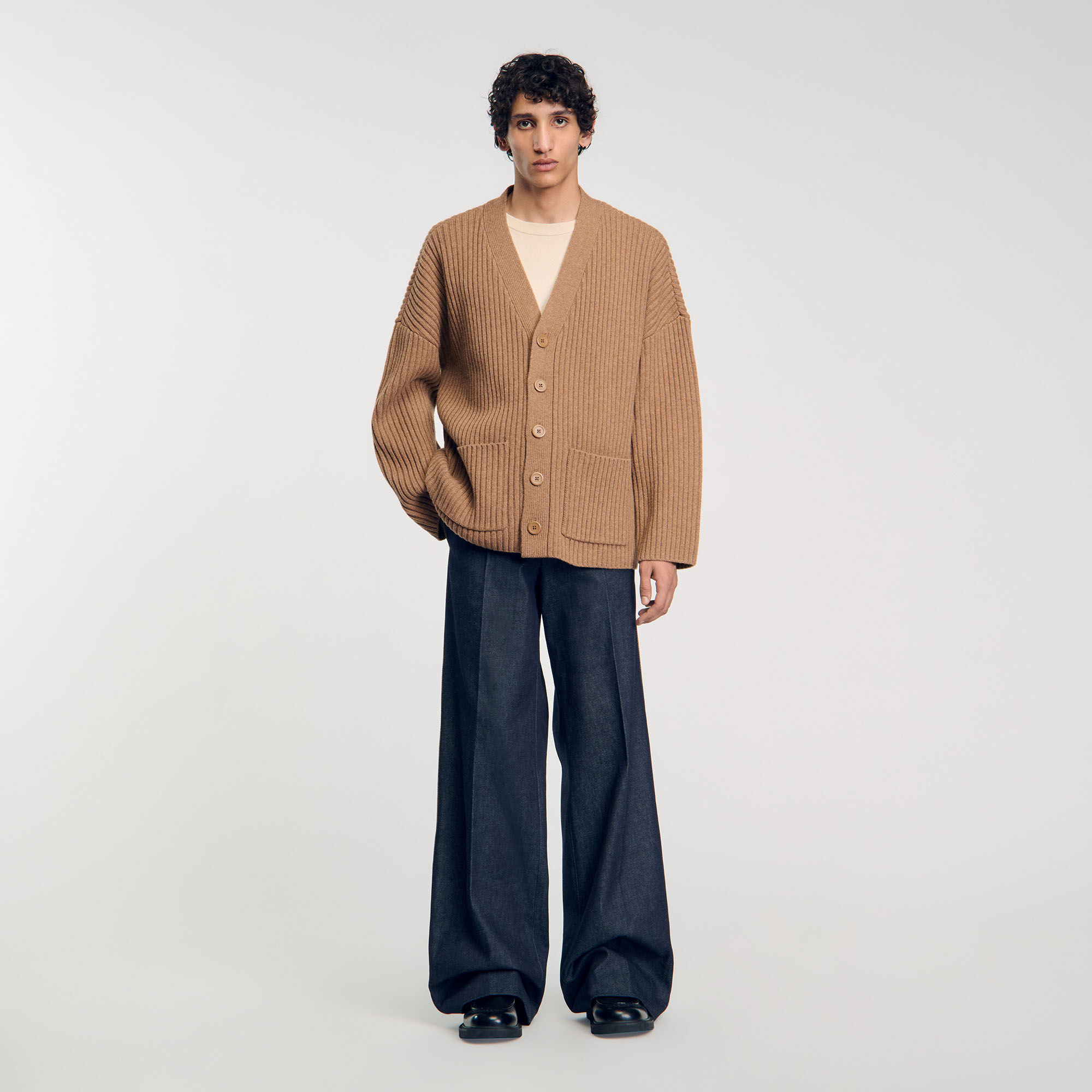 Oversize-Cardigan mit Rippenmuster