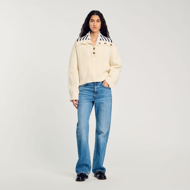 Pullover mit gestreiftem Matrosenkragen