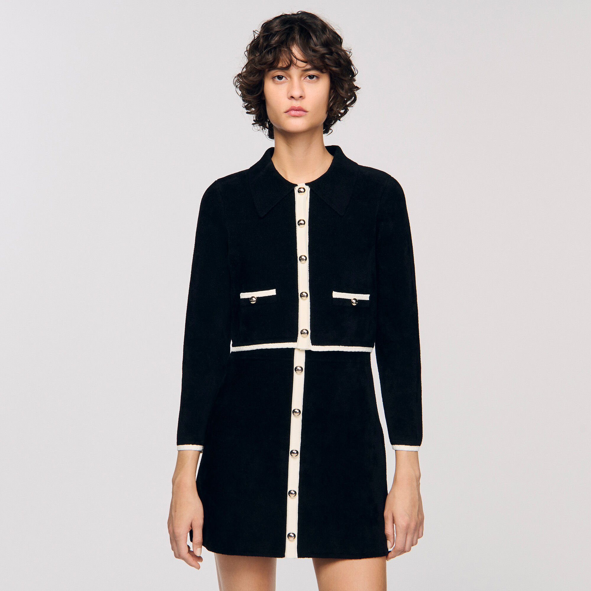 Zweifarbiger Hemd-Cardigan