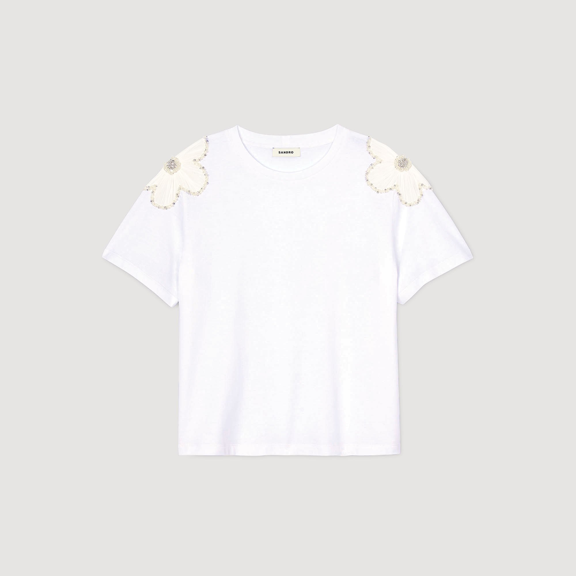 T-Shirt mit Blumenstickerei
