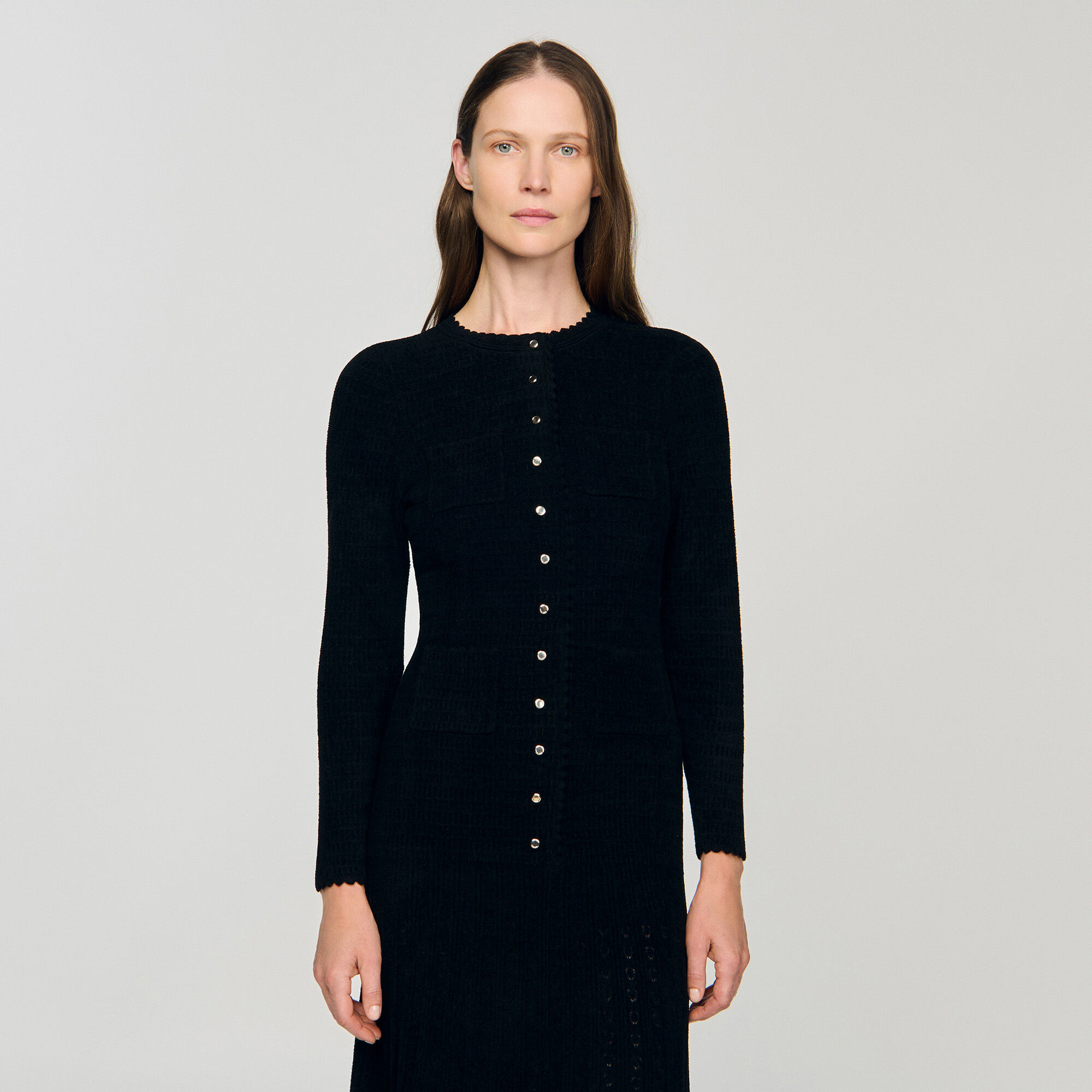 Langes Kleid aus Strukturstrick