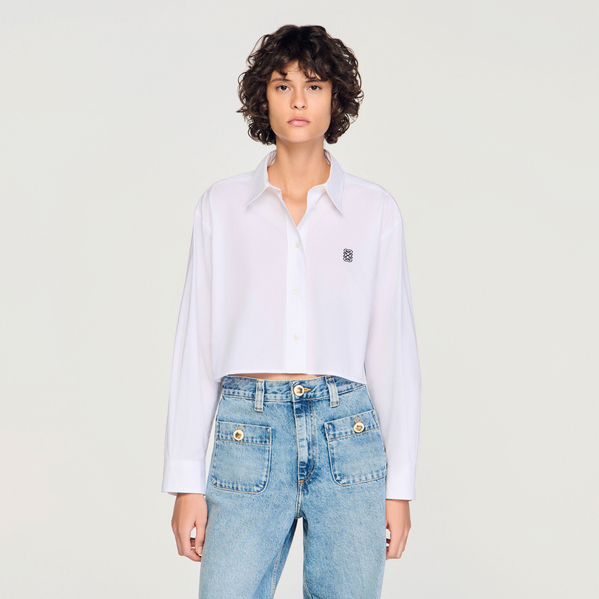 Kurze Bluse aus Popeline