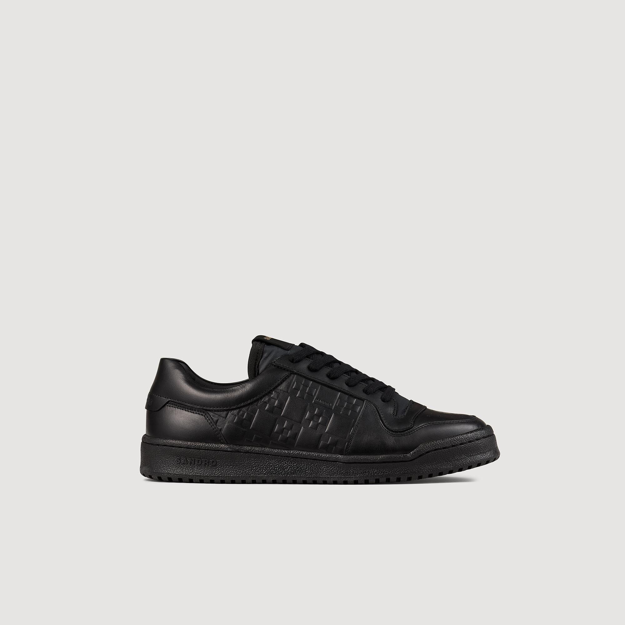 Niedrige Sneakers aus Leder schwarz grau fur Herren Sandro Paris