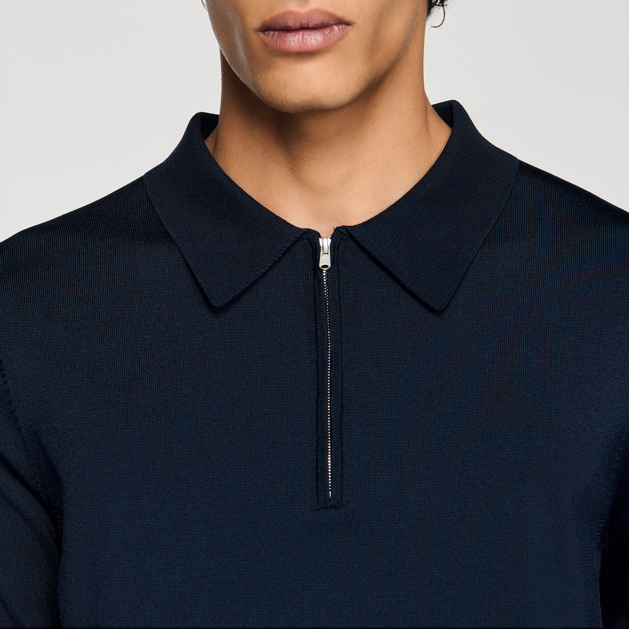 Poloshirt aus Strick mit Reißverschluss