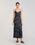 Langes bedrucktes Seidenkleid