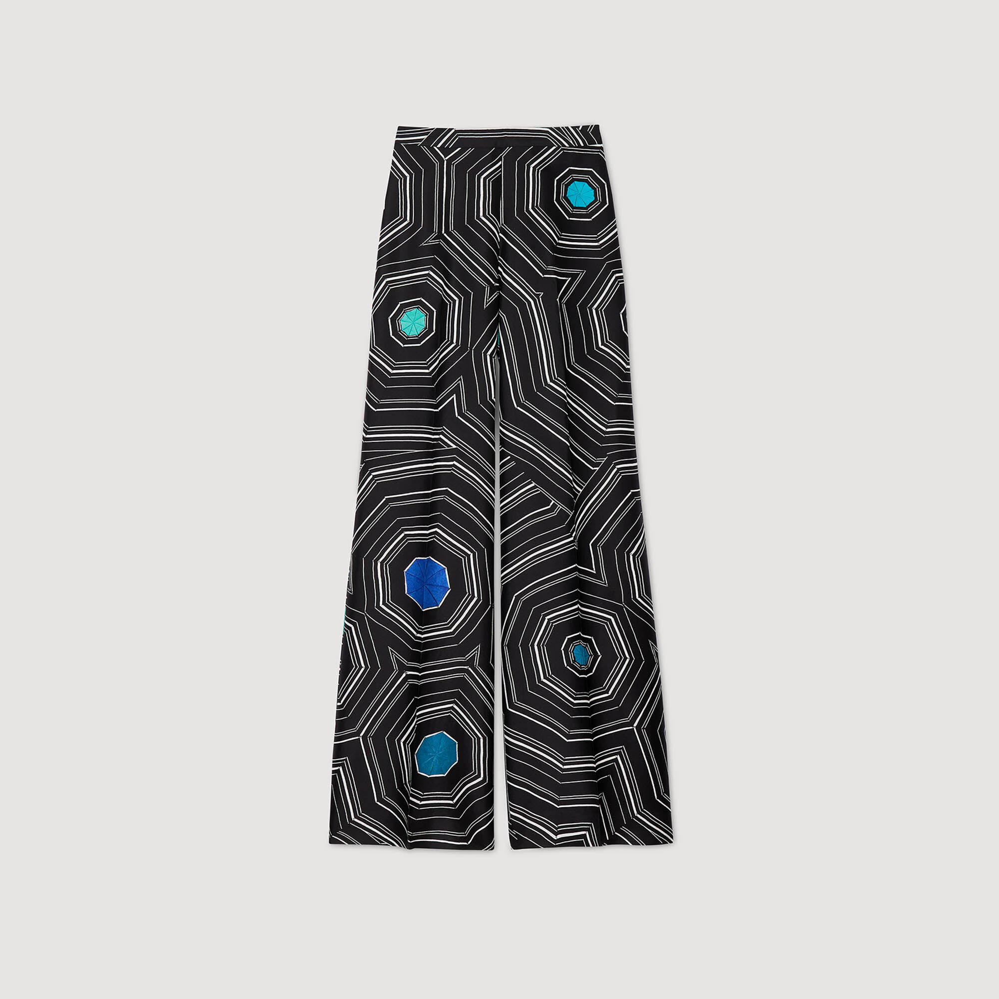 Seidenhose mit Spiralendruckmuster