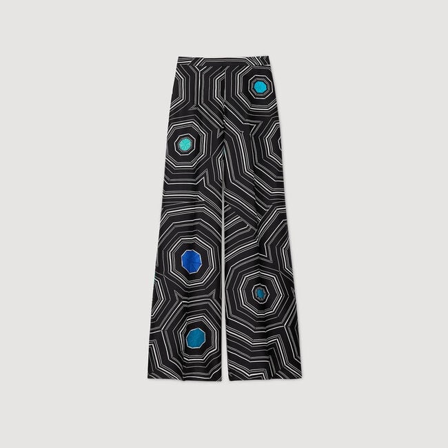 Seidenhose mit Spiralendruckmuster