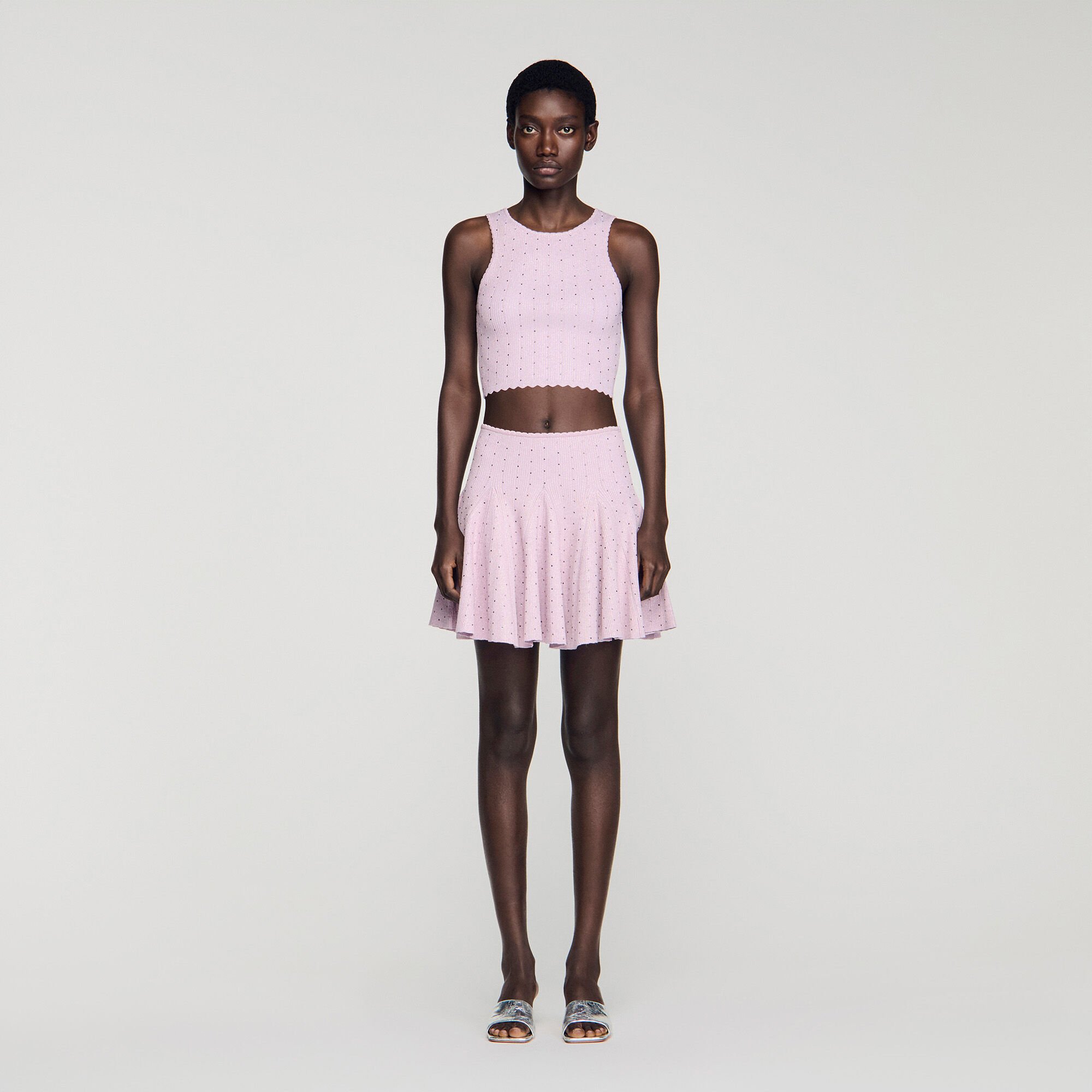 Kurzer Strickpullover mit Strass