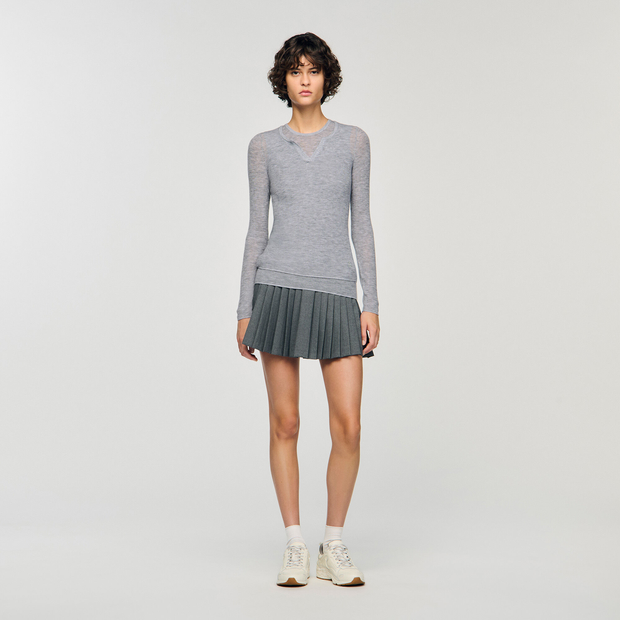 Wollpullover mit Trompe-l'œil-Effekt