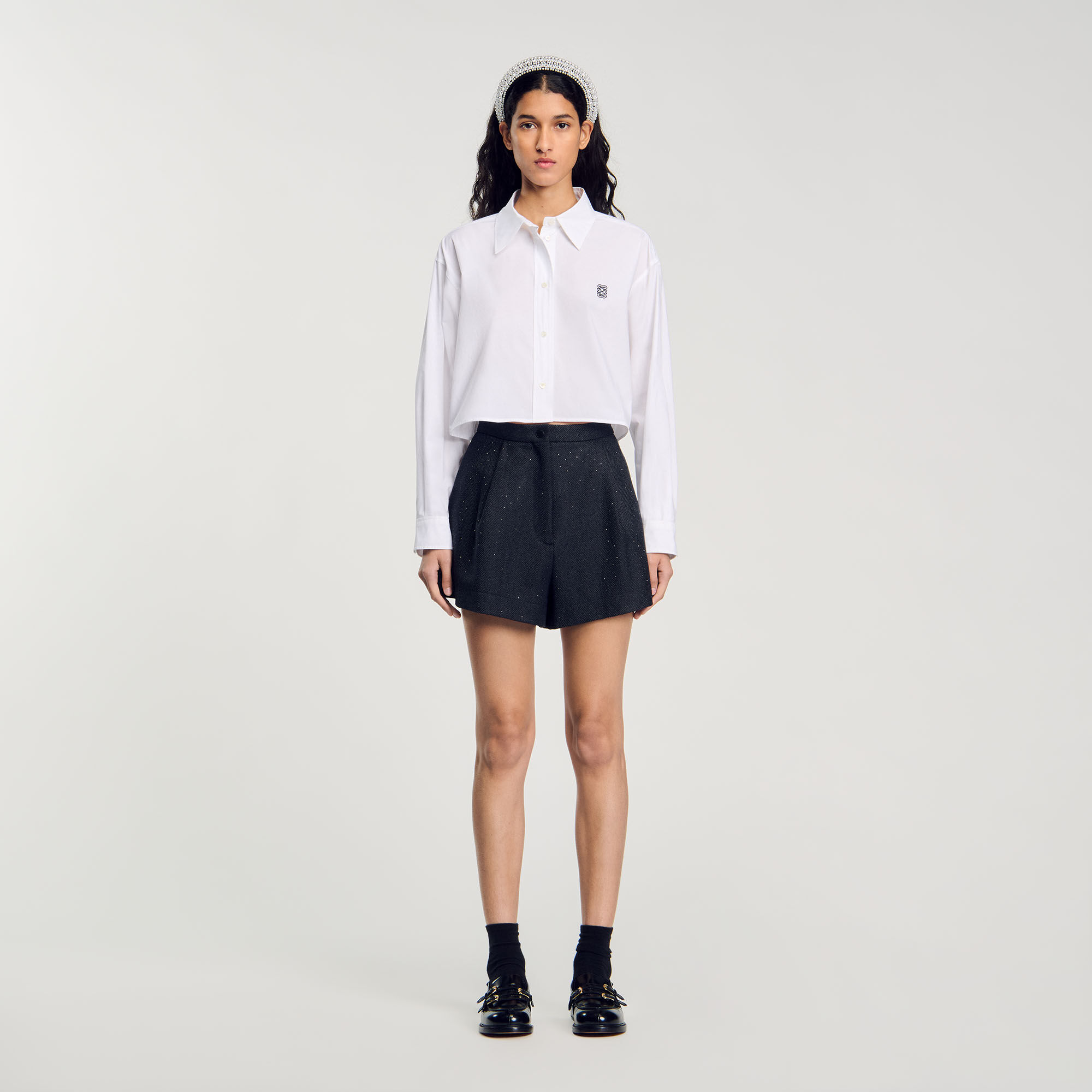 Shorts mit Fischgrätenmuster