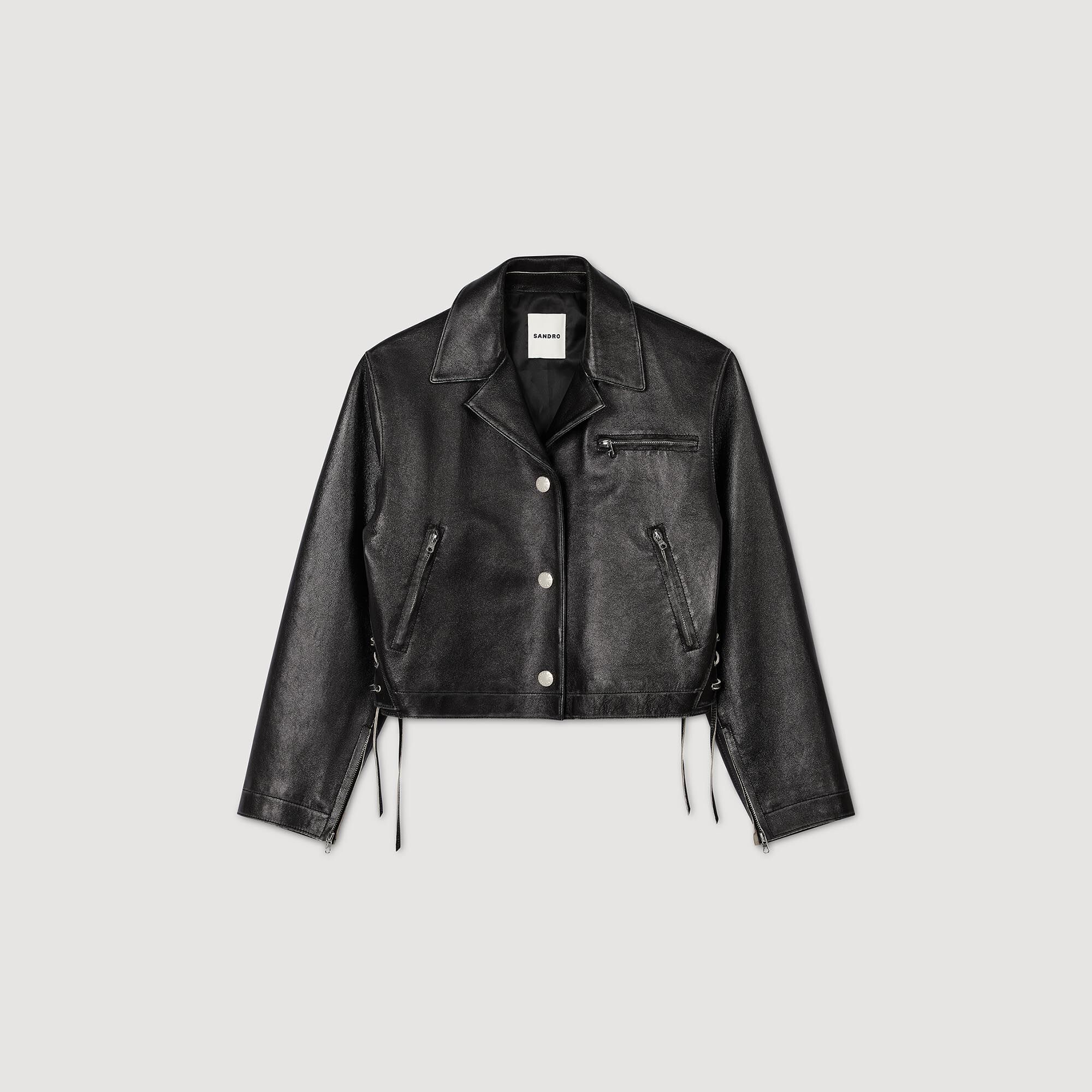 Sandro white leather jacket on sale