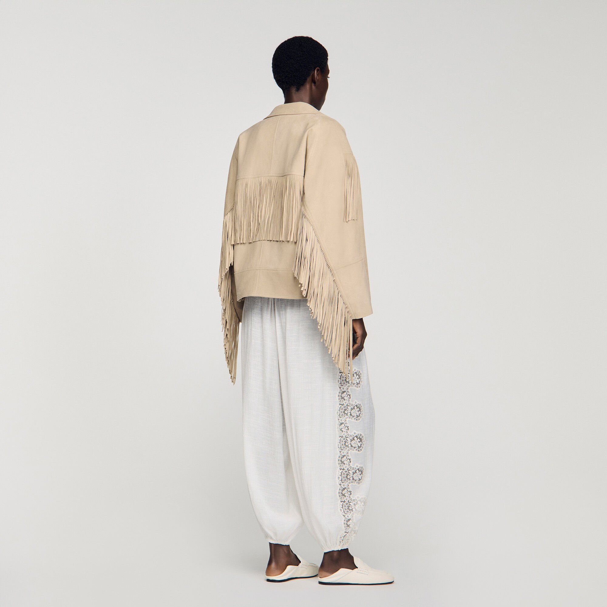 Velourslederjacke mit Fransen