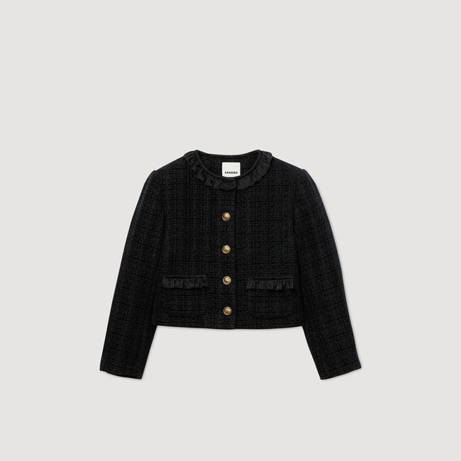 Tweed-Jacke mit Volants