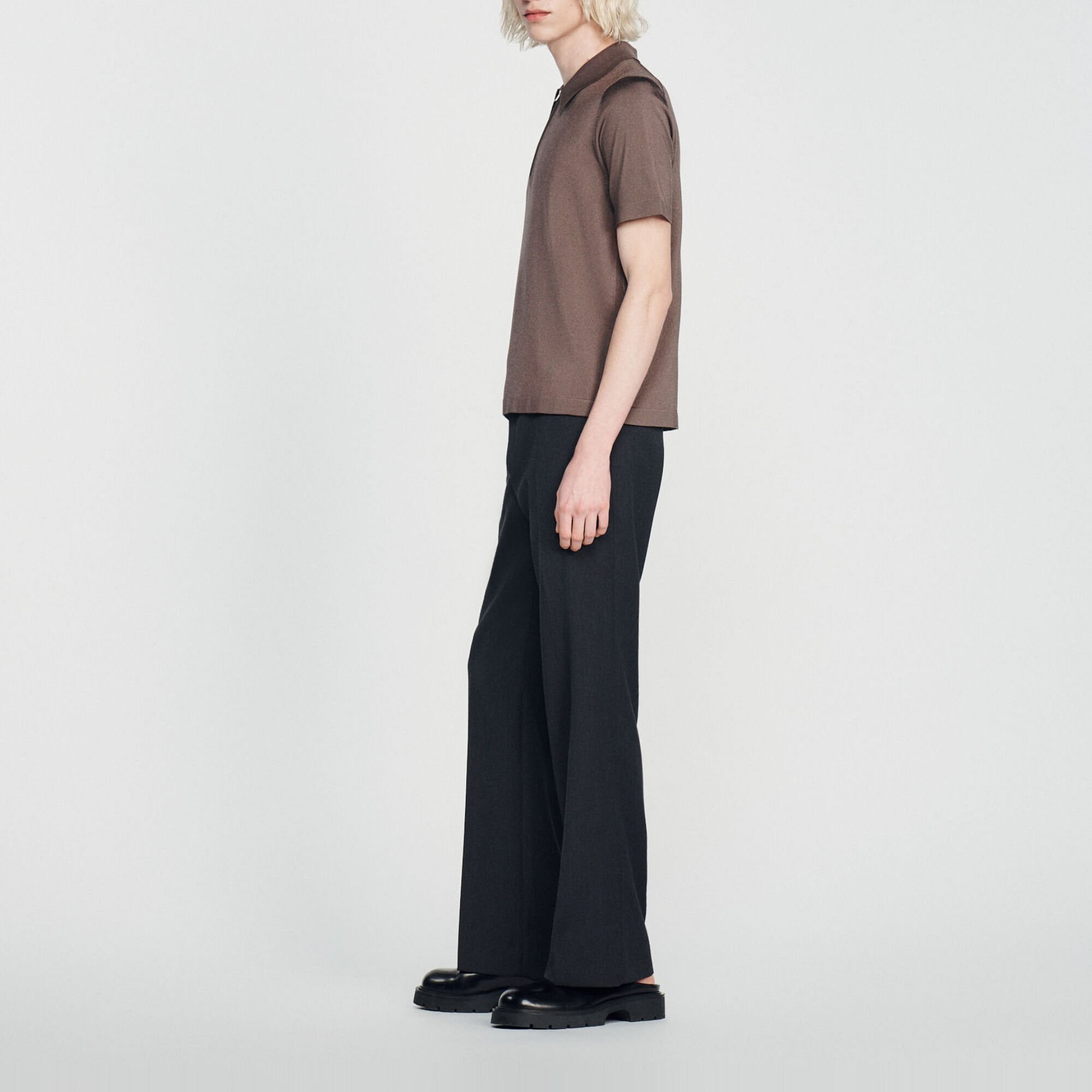 Poloshirt aus Strick mit Reißverschluss