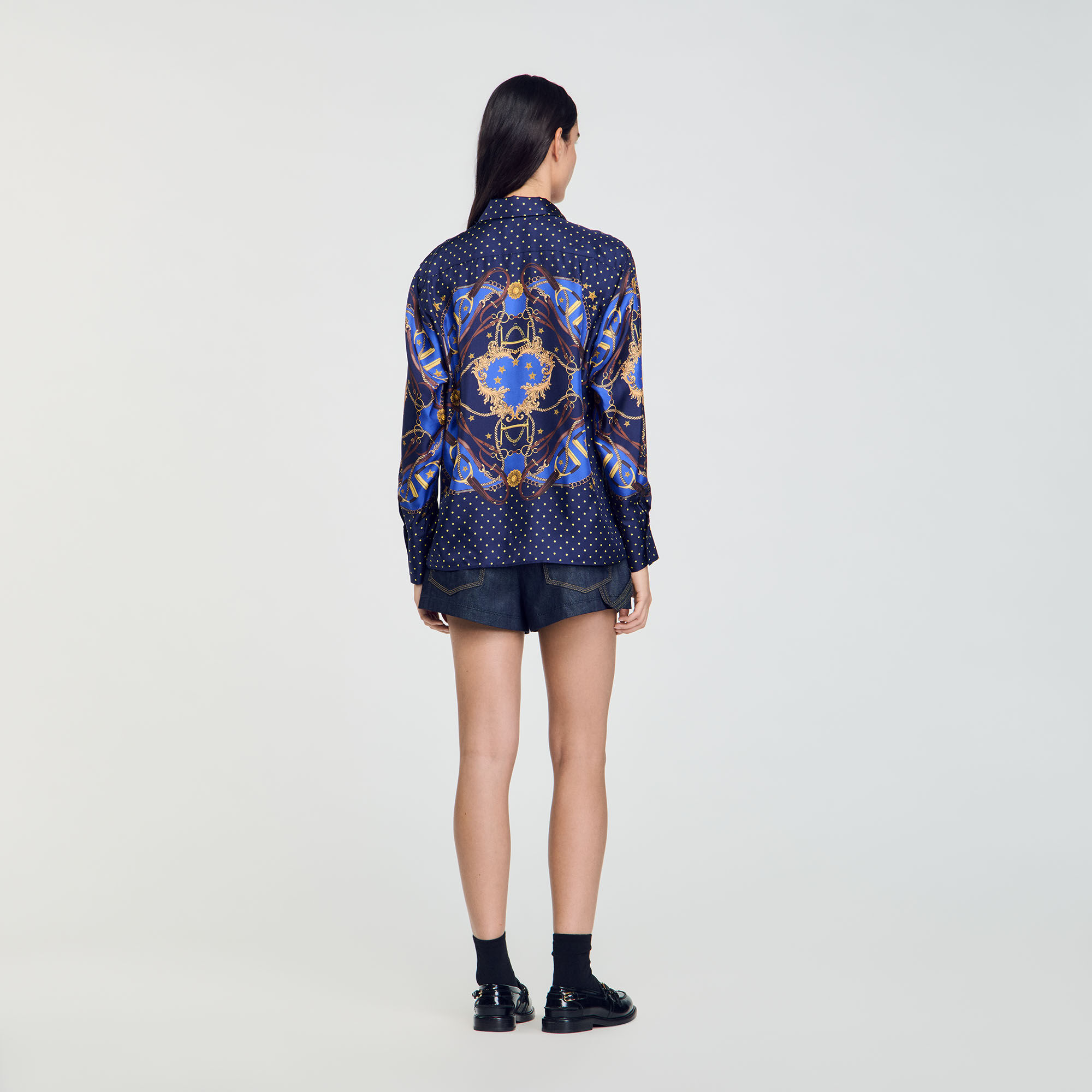 Hemdbluse aus Seide mit Druckmotiv
