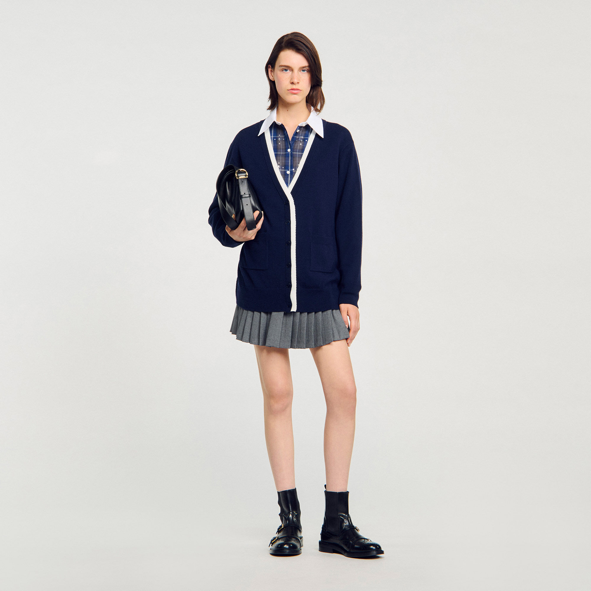 Langer zweifarbiger Cardigan